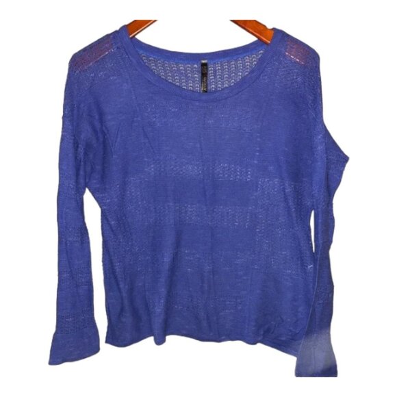 Absolutely Open Weave Sheer Knit Cerulean Blue Sweater Medium - Picture 1 of 6